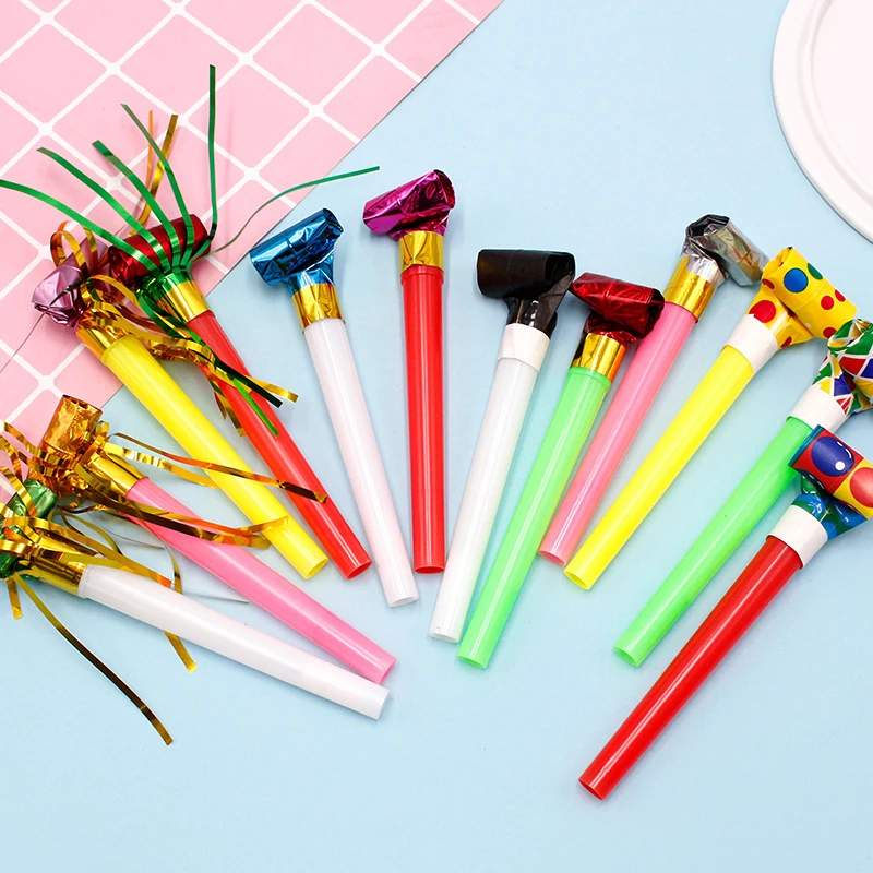 10Pcs Party DIY Decoration Fun Blowing Telescopic Whistle Toy Kids Party Birthday Gift Kindergarten Prize Carnival Gift