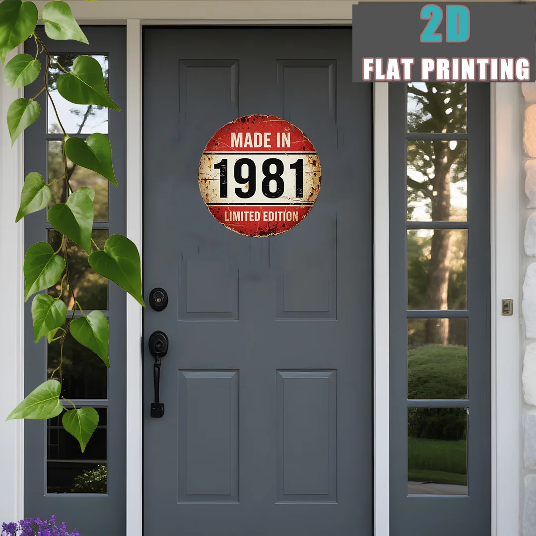 2D Flat, 1pc Vintage 1981 Metal Sign - 8