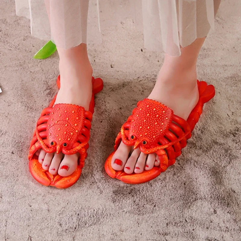 Parenting Family Lobster Slippers Couple Soft Home Flip Flops Cute Beach Shower Casual Shoes Funny Creative Trendy Shoes Summer