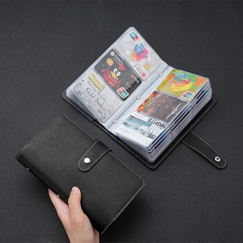 Borsa per carte in tinta unita da 96 bit Libro di sfide di risparmio Borsa per carte in pelle PU di grande capacità Porta carte con pochette multi-slot per carte