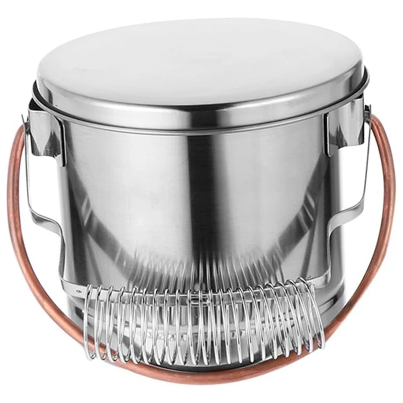 1 PCS Pencil Bucket Painting Brush Bucket Silver Stainless Steel Brush Cleaner Metal Stand Airtight Metal Tub