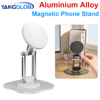 360 Rotation Aluminium Alloy Foldable Magnetic Desktop Phone Stand Desk Lazy Holder For Magsafe iPhone 16 15 14 13 12 Pro Max