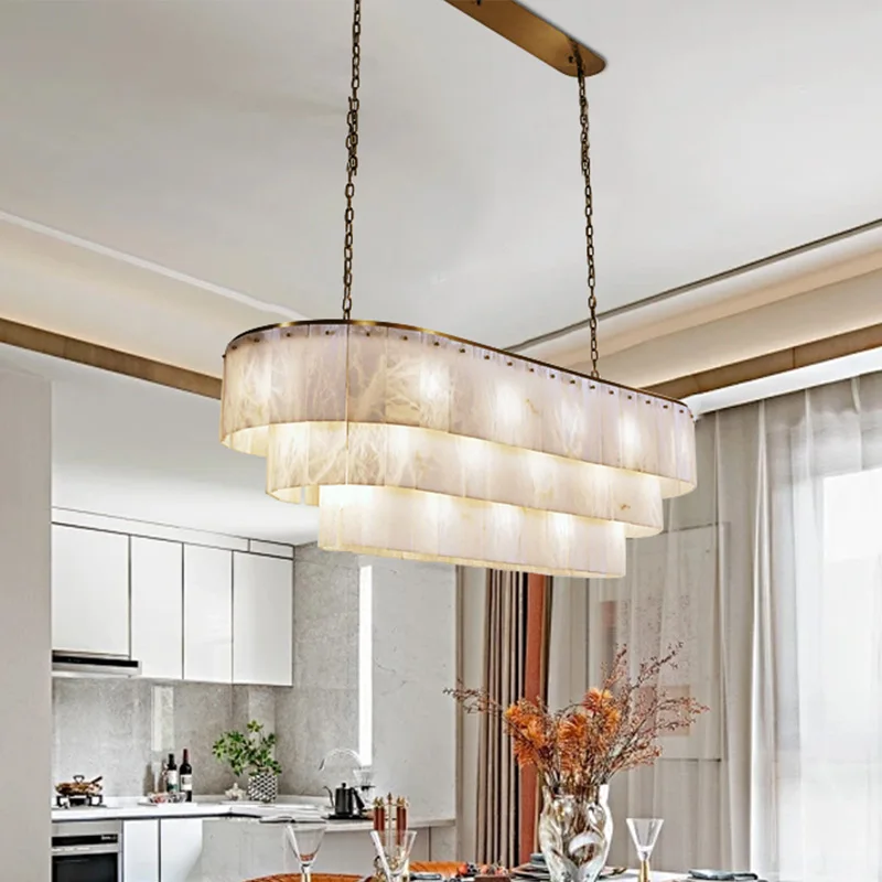Luz de luxo todo o latão dolomite lustre dourado, regulável, lâmpada do teto, iluminação da sala estar iluminação casa interior