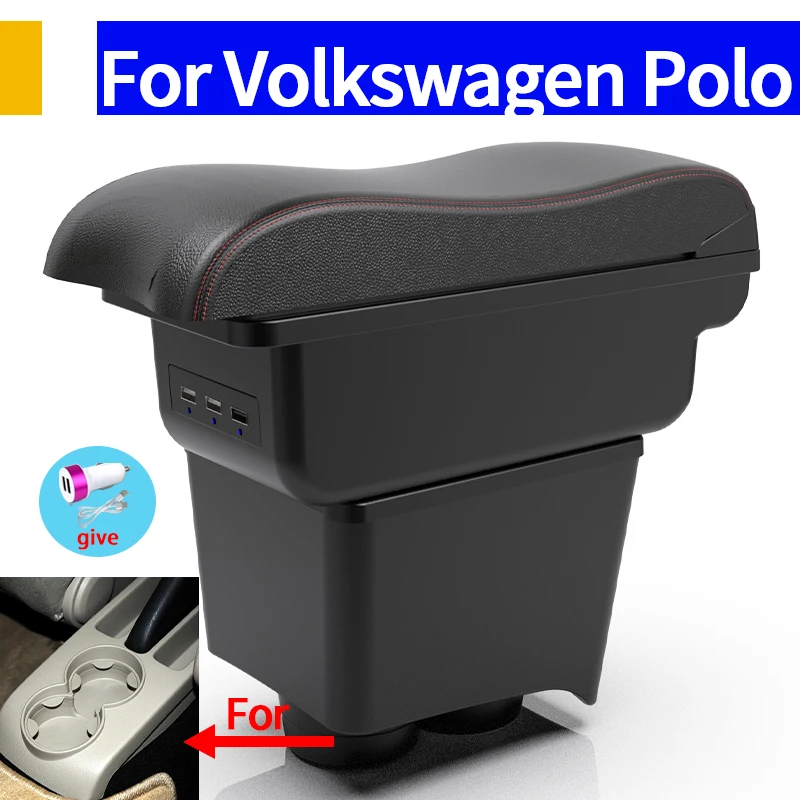 

For Volkswagen Polo 9N 3 car armrest box 2002-2009 modified center console double-layer curved storage box car interior accessor