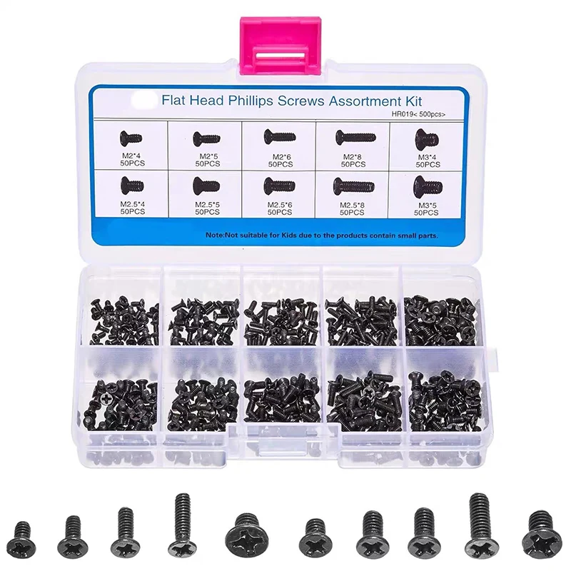 Foreign trade cross-border laptop repair screw combination set 500PCS M2 M2.5 M3 cross countersunk head