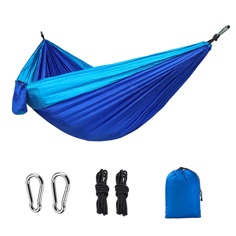 

1pcs Outdoor Super Light Camping Hammock 270x140cm Parachute Cloth Anti-rollover Hammocks Travel Leisure Portable Hammock Swing