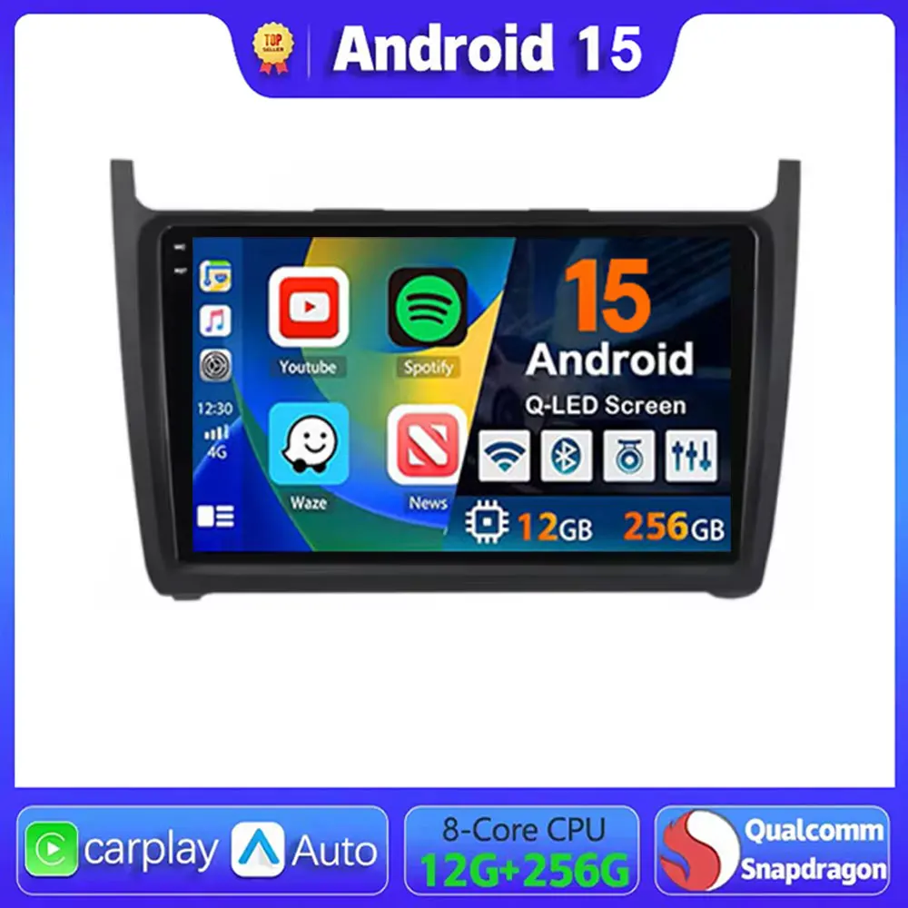 

Android 15 Voice Wireless CarPlay Auto Radio for VW Volkswagen POLO 5 sedan 2008-2020 4G Car Multimedia GPS 2din