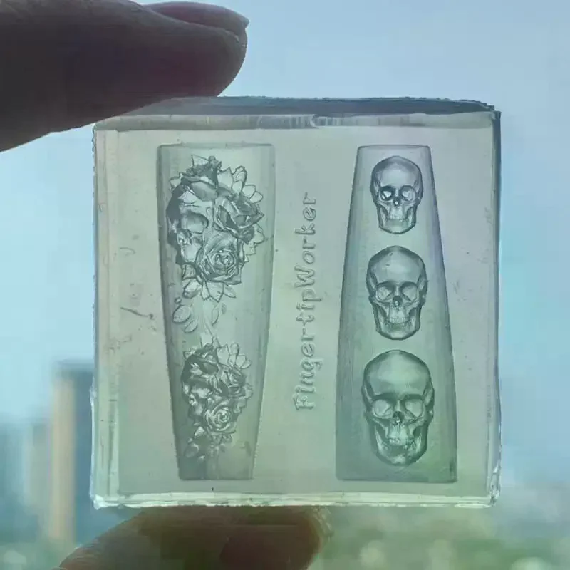 روز الجمجمة 3D سيليكون مسمار الفن العفن زهرة الأزهار DIY قالب شفاف مسمار الفن الديكور مانيكير تصميم أداة