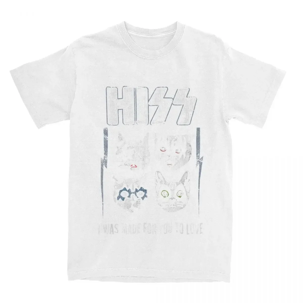 تي شيرت قطط روك هيس للرجال والنساء ، فتحة رقبة دائرية ، ملابس الشارع الكبيرة الحجم ، هاراجاو كاجوال يومي عتيق ، تيشيرتات للرجال والنساء ، مقاس كبير #2