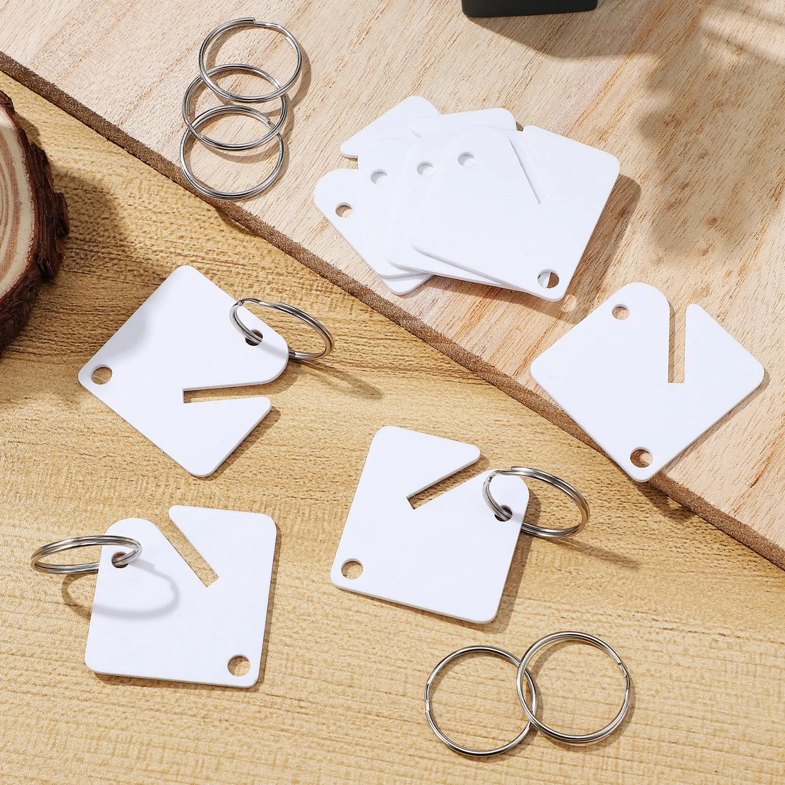 Acrylic Key Tags 60 Pack Blank Key Labels with Rings for Storage Halloween Christmas New Year Crafts