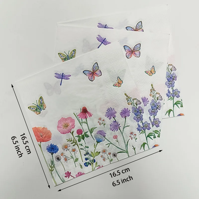 10/20pcs 33cm Nieuwe Bloemen, Vlinders, Servetten Bruiloft Wijnglazen Bloemstuk Papier Gedrukt Papier DIY Decoupage Papier