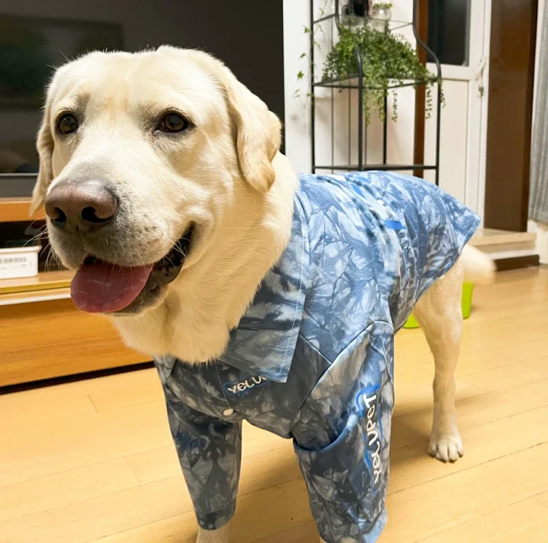 Large Dog Shirt Denim Jeans Coat Spring Autumn Dog Clothes Corgi Samoyed Husky Labrador Golden Retriever Big Dog Costume Apparel