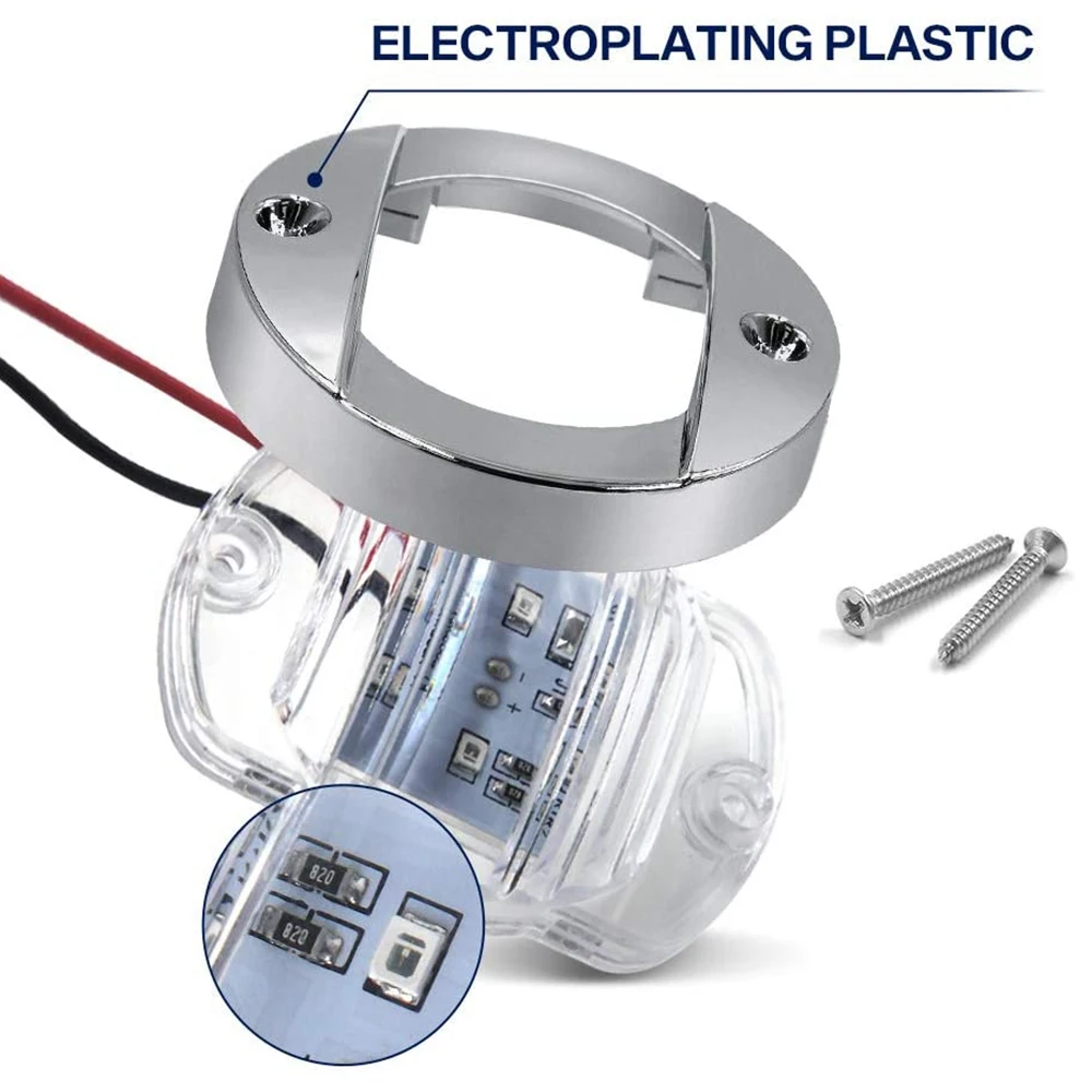 4 قطعة تيار مستمر 12 فولت مركبة بحرية مستديرة LED أضواء مجاملة المقصورة سطح السفينة ستيرن 6 LED الجانب ماركر ضوء الملاحة الضوء الأزرق