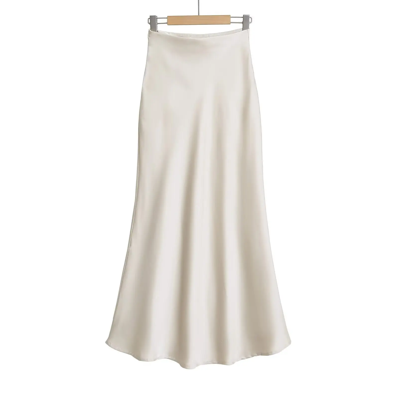 

Long Black Satin Skirts Spring Straight Maxi Champagne Skirts Elegant Women Satin Silk Skirts