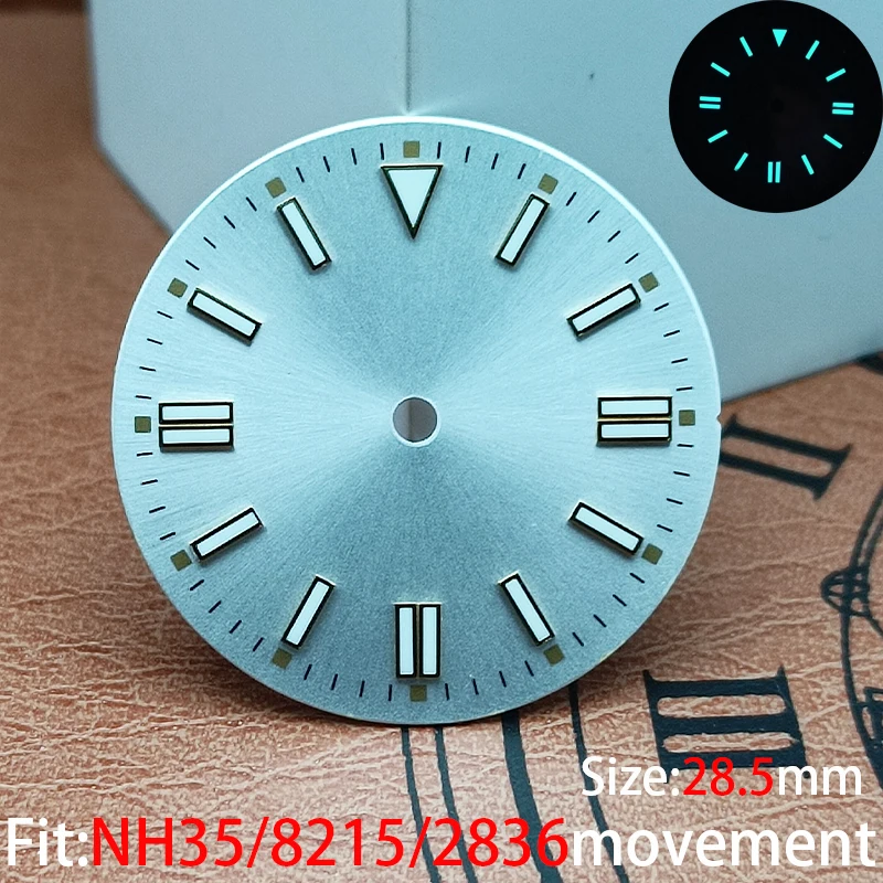 28.5mm sterile luminous yellow black blue green watch dial is suitable for NH35/8215/2836 movement watch accessories