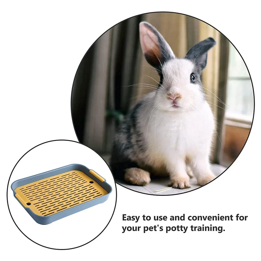 Tray Rabbit Litter Tray Large Space Smooth Corner Detachable Design Heightened Grid Design 27x18.5x4cm 36.5x24.5x4.9cm Green
