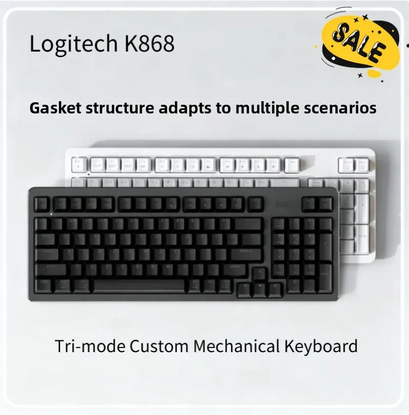 

Logitech Lingyan Series K868Беспроводная трехрежимная пользовательская механическая клавиатура с защитой, 1000 Гц, простой переключатель, 6 режимов подсветки