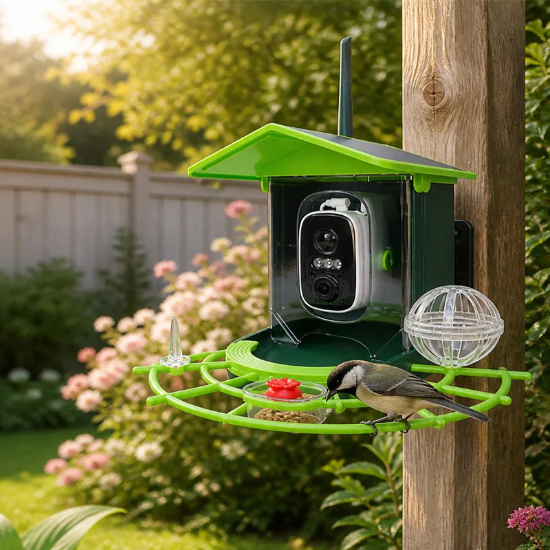 Smart WiFi Camera Solar Bird Feeder AI Bird Recognition with 4MP HD Wide-Angle Lens, Full-Color & Infrared Night Vision