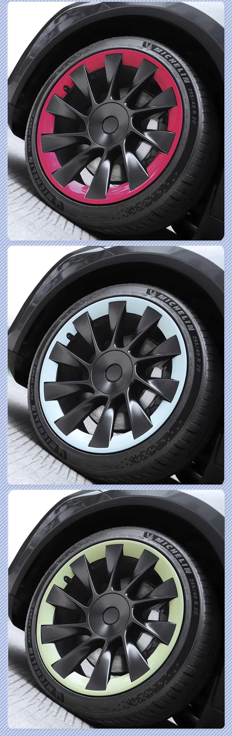 4PCS Für Tesla Modell Y 20 Zoll Radnabe Schutz Ring Leistung Patch Protektoren Ersatz Vollrand Zubehör 2020-2024 – Detail 14