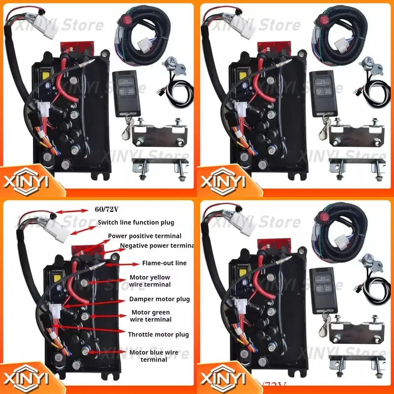 for 60V 72V Electric Range Extender Generator Controller with Remote Control and Dual Stepper Motor for E-Bike Trike