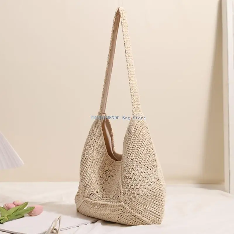 

340D Beach Bag for Women Fashionable Shoulder Bag Large Capacity Armpit Bag Trend Handbag Straw Armpit Bag Everyday Bag