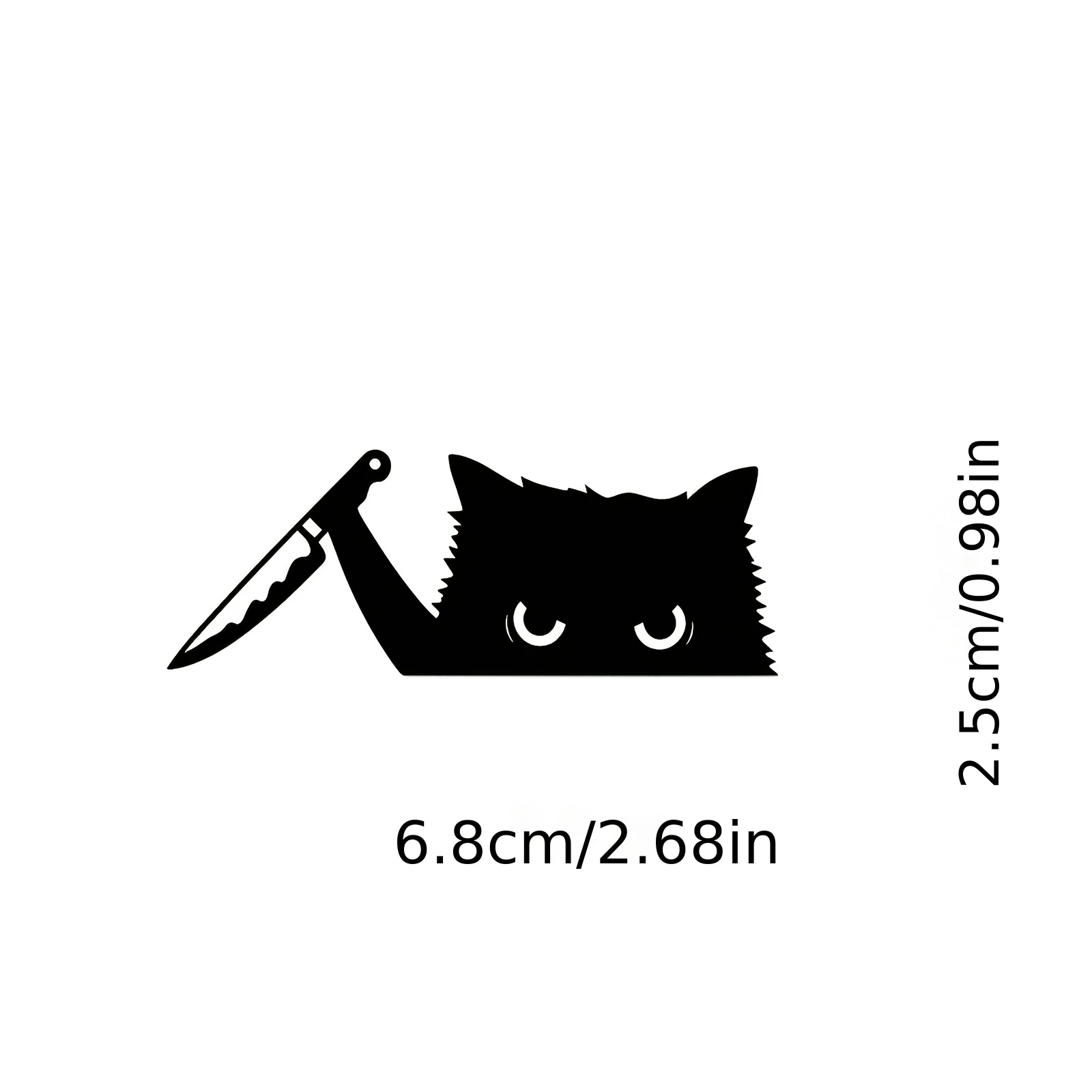 Lustige schwarze Katze mit Messer Grafik-Aufkleber, wasserfeste Aufkleber für die Dekoration des Auto-Rückspiegels – Detail 6