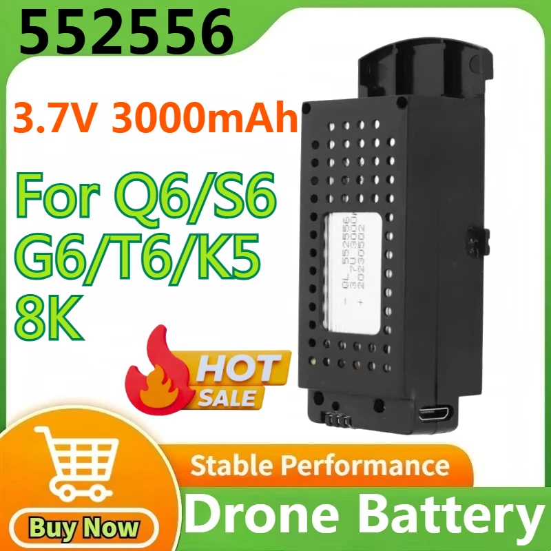 

552556 Battery 3.7V 3000mAh for Q6 S6 G6 T6 K5 8K RC Quadcopter Spare Parts for Q6 Drones Battery