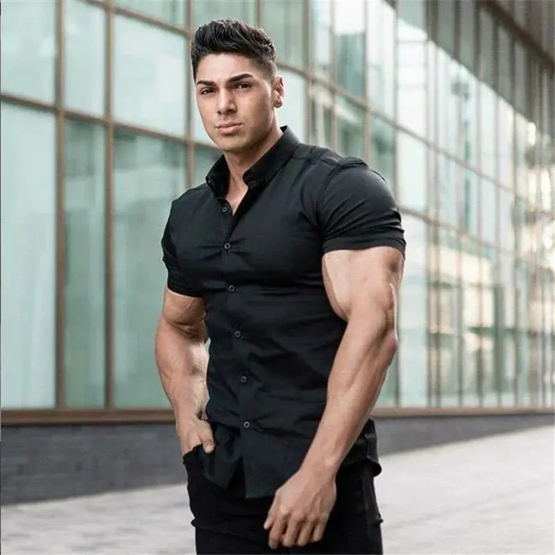 Summer Fashion Super Slim Fit Short Sleeve Shirt Men's Cleanfit Style Inner Wear Chinese Brand Unisex Casual Wear