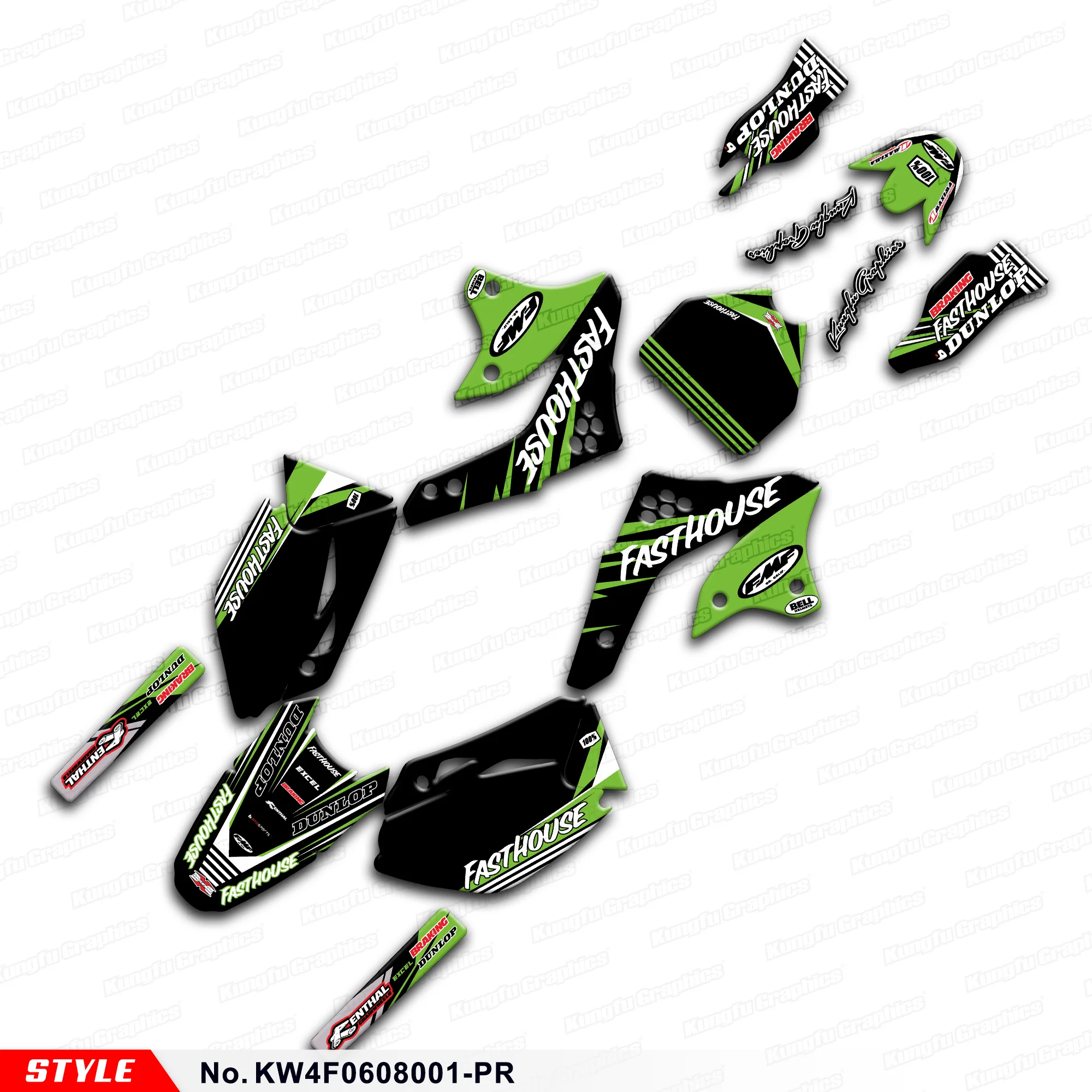 

Motorcycle Decals Wrap Sticker for Kawasaki KX 450F KX450F 2006 2007 2008, KW4F0608001-PR