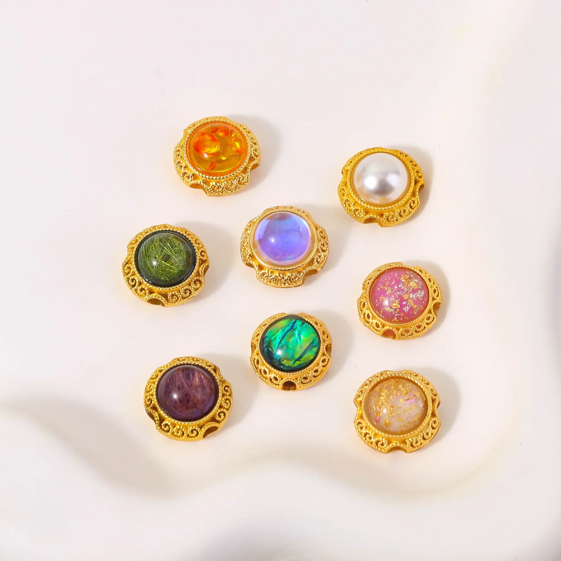 5 Pieces of Copper Gold-plated Opal Four-way Spacer Beads DIY Pearl Bracelet Necklace Hand String Jewelry Accessories Wholesale