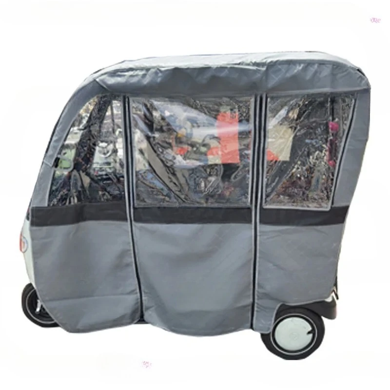 Electric Tricycle Rain Curtain Integrated Sunshade Hood Universal in All Seasons Dustproof, Sunscreen and Cold Resistance