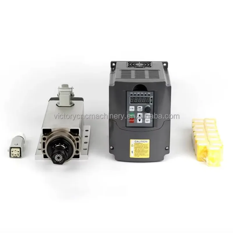 Square Air-cooled Spindle Motor CNC Router Spindle 2.2KW VFD Inverter