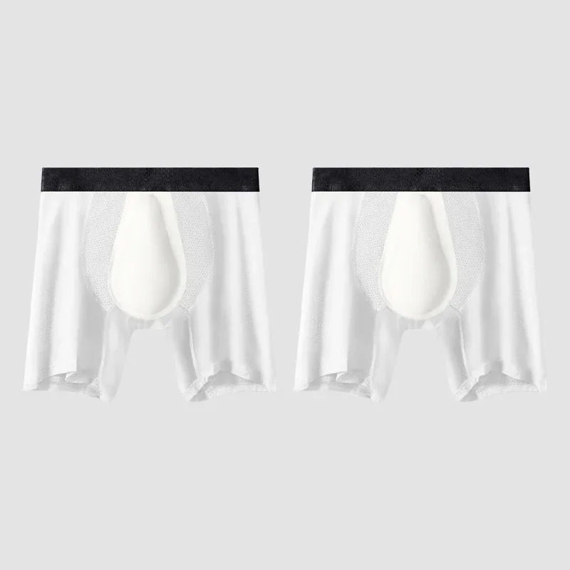 

2PCS Men's Anti-Wear Legs Antibacterial Panties Youth Comfortable and Breathable Sexy Flat Corner Extended Sports Shorts