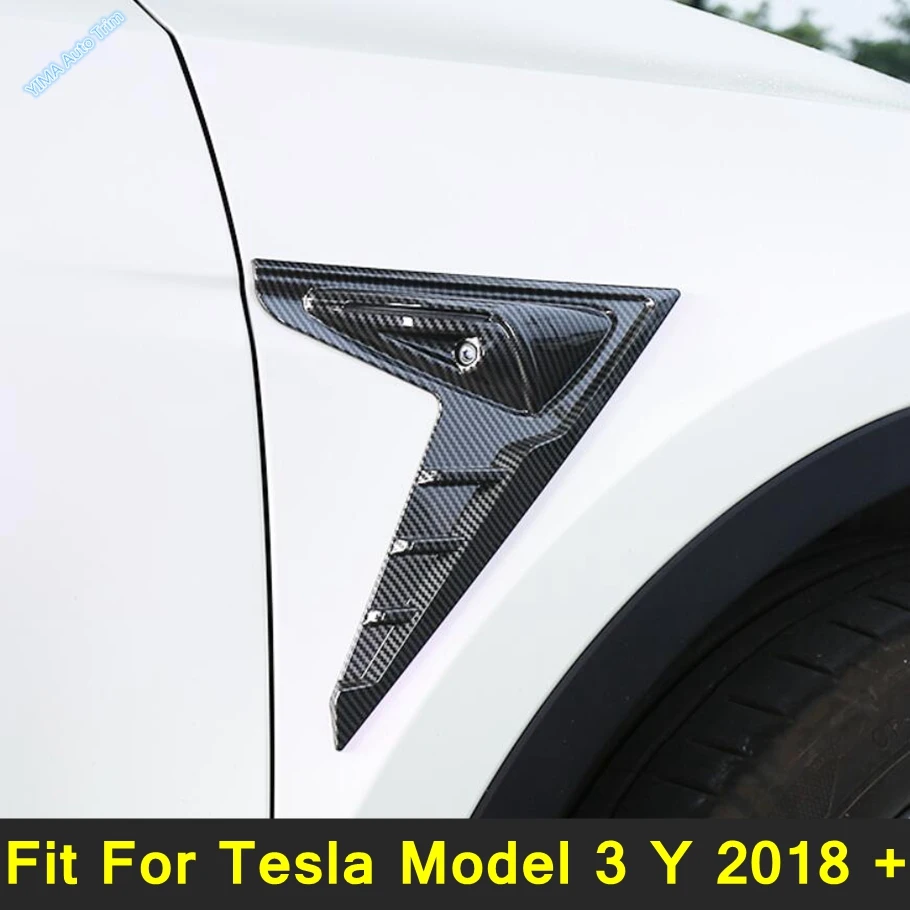 

Car Styling Fender Side Air Vent Outlet Cover Trim Decor Sticker Accessories Fit For Tesla Model 3 Y 2018 - 2022 Carbon Fiber