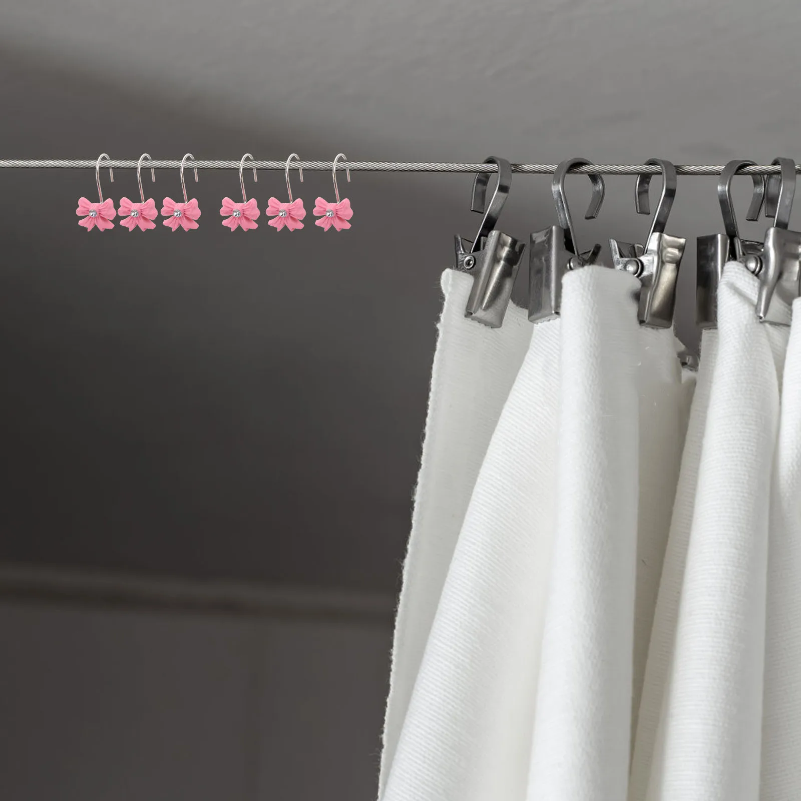 

12 Pcs Bow Decorative Hook Shower Curtain Hooks Cute Bathroom Holder Drape Decorate