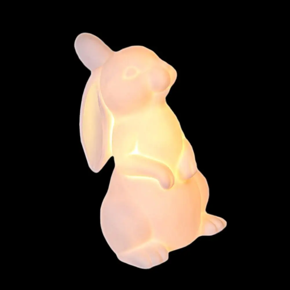 1PC Ceramic Rabbit Table Lamp - Vivid Desk Lamp for Home Craft Decor Indoor Desktop Lighting Adornment