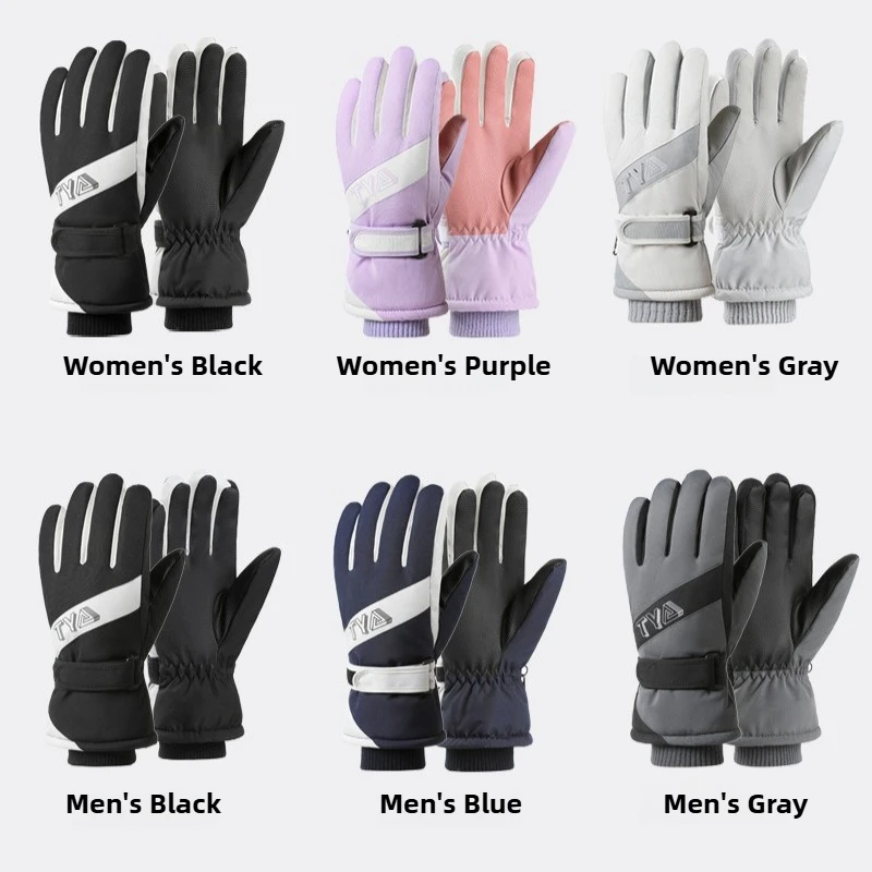 الشتاء على الجليد التزلج قفازات الباردة عدم الانزلاق شاشة تعمل باللمس مقاوم للماء دراجة نارية الدراجات الرياضة الصوف قفازات الثلج الدافئة للجنسين