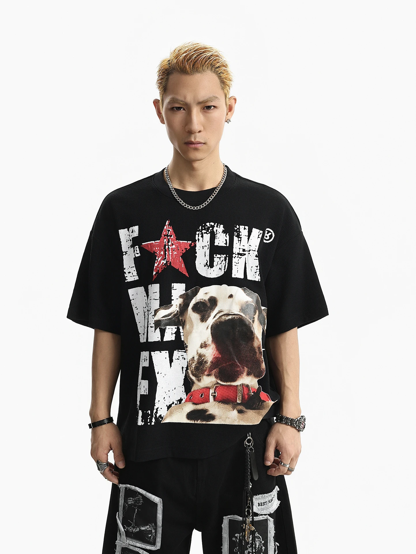 

BETEBULE American High Street round Neck Short Sleeve T-Shirt Men Summer Loose Fit Printed Casual Top Breathable Youth Fashion