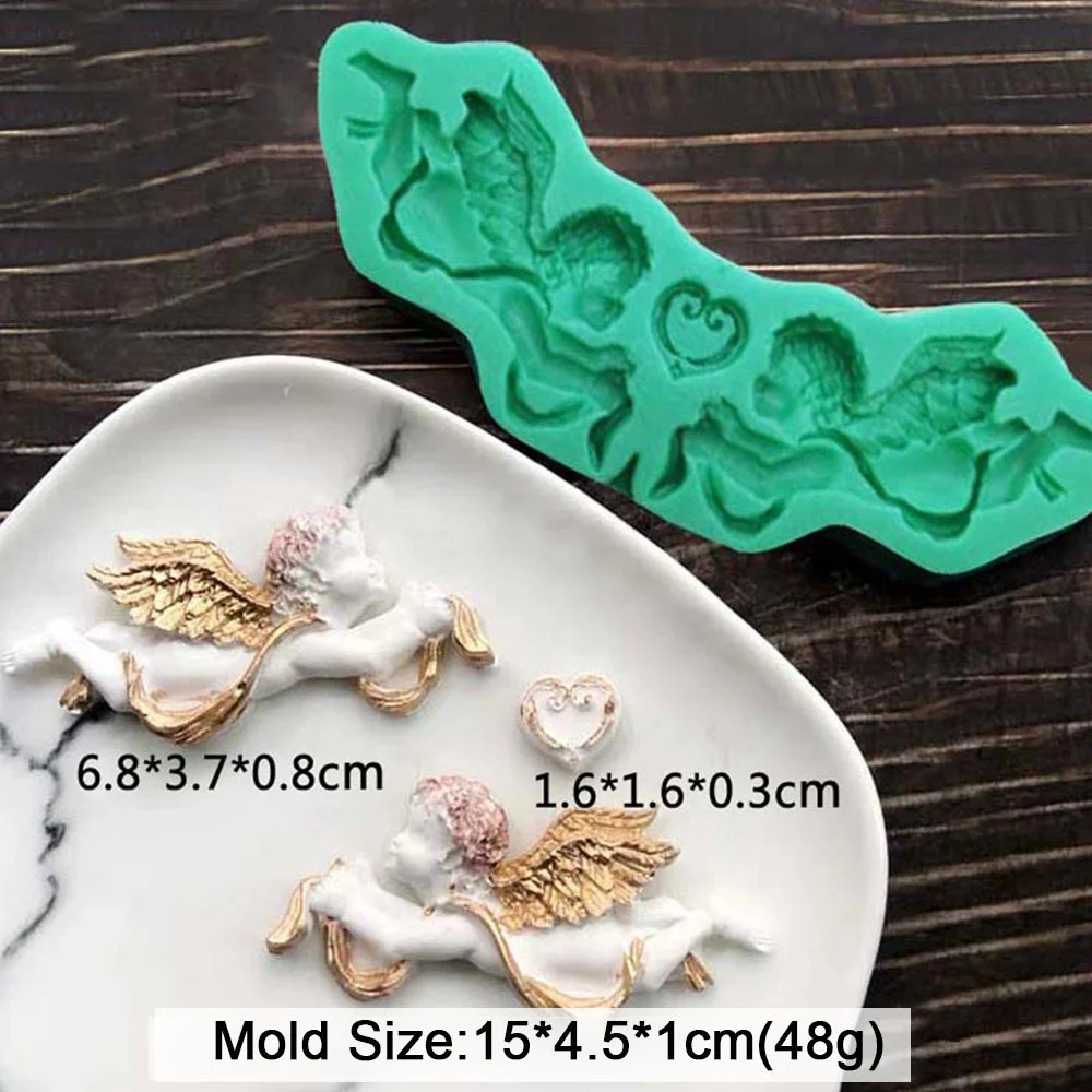 Engel Serie Fondant Silikonform Amor Flügel Modell Zucker Cupcake Schokolade Backen Kuchen Werkzeuge handgemachte Ton Harz machen Form – Detail 9