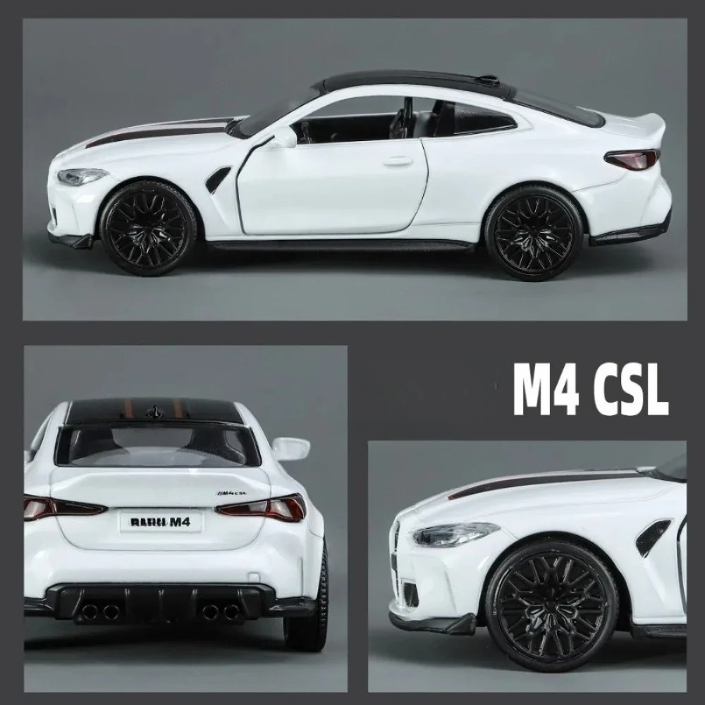 1:36 M4 CSL 合金製おもちゃの車モデル 高シミュレーションメタル製 本物のドアが開く プルバック機能付き 男の子の誕生日プレゼント コレクション