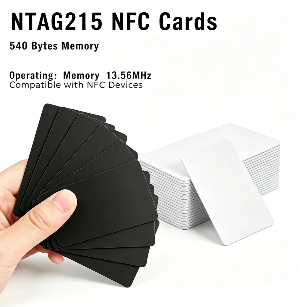 5-10PCS NFC215 Black Cards Rewritable NFC Ntag215 PVC Cards Blank Easy Convenient Programmable NFC Business Card Chip 504Bytes