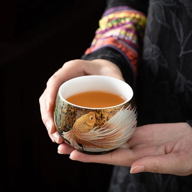 Pure handmade thick glaze master cup white porcelain Chinese tea cup high-end tea tasting cup gift