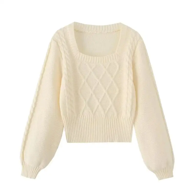 

Street Sle Slim Fit вязаный свитер с высокой талией Lantern Sve Square Ne женский модный трикотаж удобная мягкая ткань