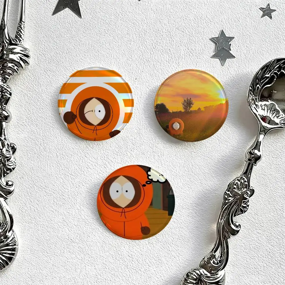 Funny K-Kenny South Park Tin  Badge Creative Round Plastic Brooch Clothes Decorative Pins Jewelry Gifts for Friends