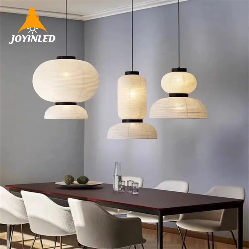 

Rice Paper Lantern Lamp White E27 Pendant Light Dining Room for Restaurant Decor Kitchen Island Wabi-sabi Loft Shop Hanging Lamp