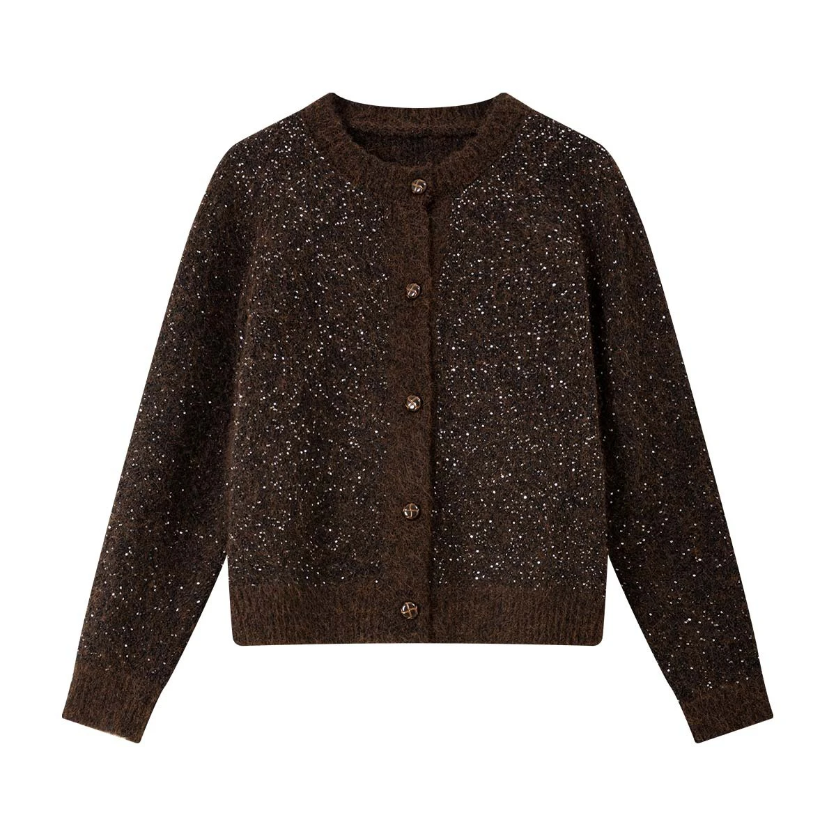 VIMLY سترة نسائية مزينة بالترتر لشتاء 2025 سترات نسائية محبوكة برقبة دائرية سترات نسائية تريكو سميكة وفضفاضة غير رسمية 30361 #6