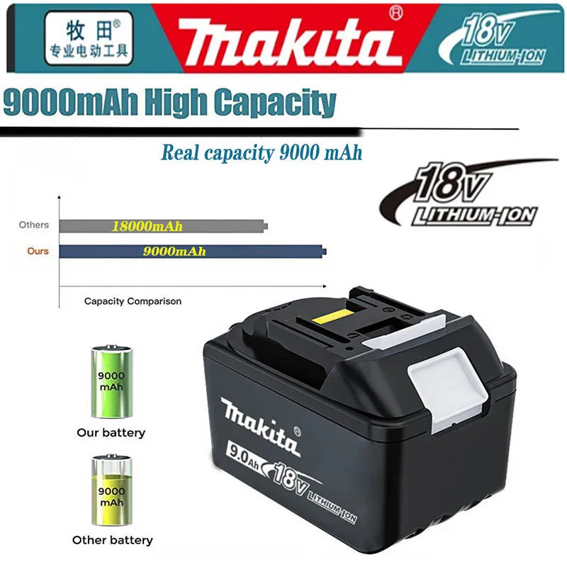 

100% Makita Original 18V 9000mAh Lithium ion Rechargeable Battery 18v drill Replacement Batteries BL1860 BL1830 BL1850 BL1860B