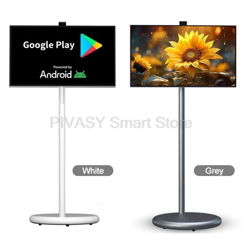 Mobile 27 Inch Battery-power Android13 Smart TV 6+128G Video Music Office Rotatable Touch Screen Movable Portable Tablet Stand