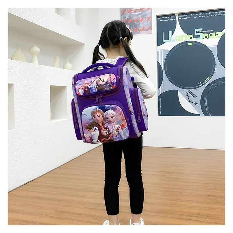 2024 New Disney Fashion Cartoon Frozen Elsa School Bag Backpack Girls Boys Kids Backpack Mochila Infantil Grades 1-5