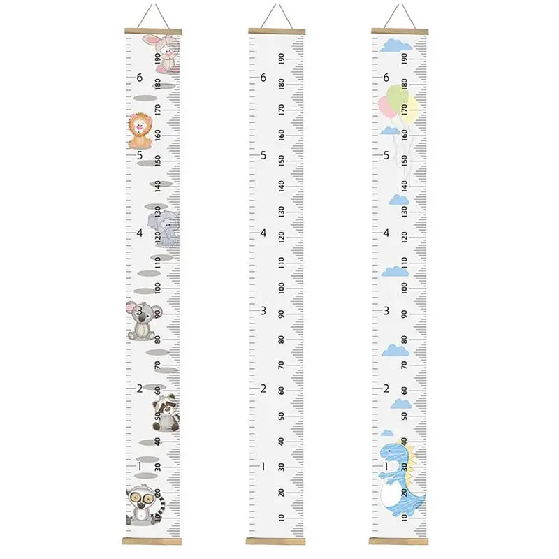 Kids Wall Hanging Growth Charts Wood Frame Height Measure Ruler Fabric Canvas Removable Wall Sticker For Kids Child Room Decor